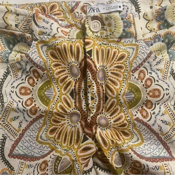 LIKE NEW ZARA PAISLEY PRINTED LINEN COTTON BLEND BLAZER (S) & MATCHING PANTS (M) - Picture 13 of 15